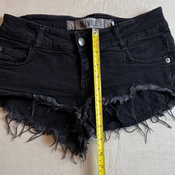Brandy Melville Women's Frayed Hem Black Distressed Cutoff Jean Shorts Size 38 - Picture 7 of 11